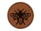Bee Drawing Round Iron-On Engraved Faux Leather Patch Applique - 2.5"